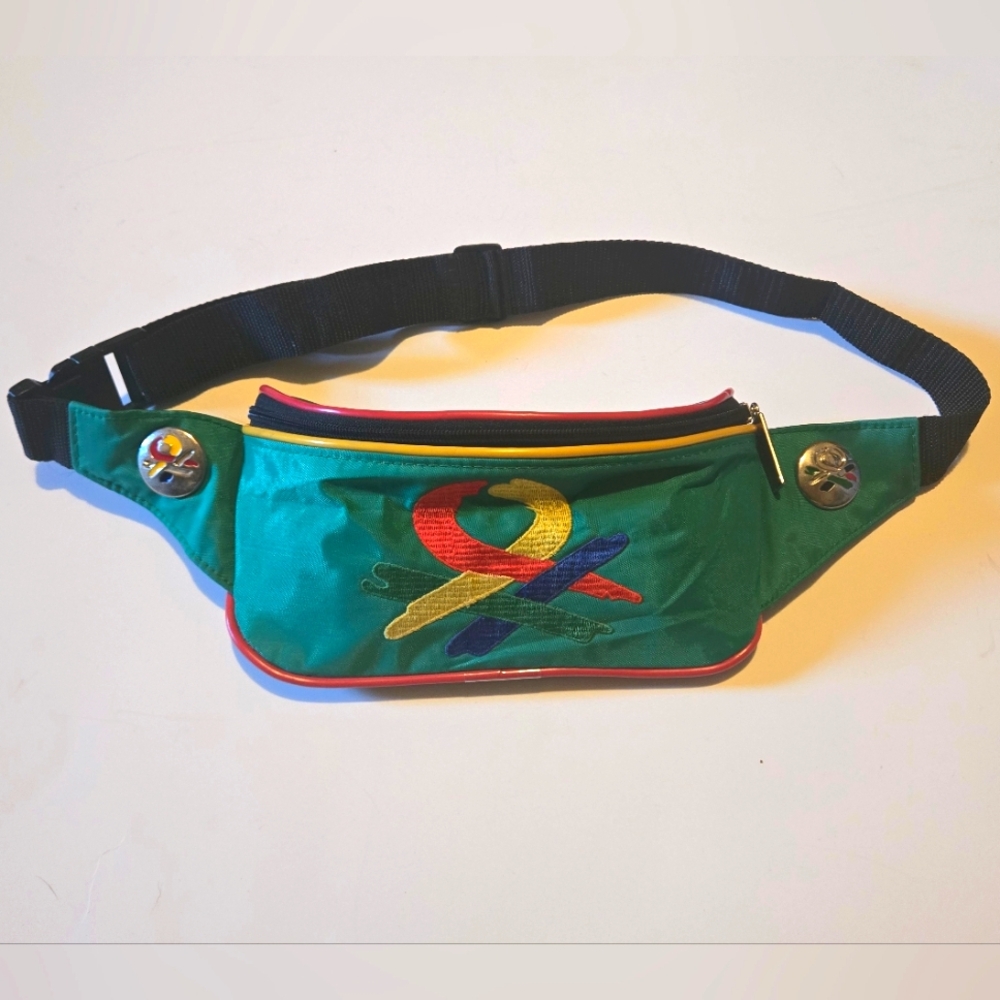 Vintage 80's 90's United Colors Of Benetton Bum Bag Fanny Pack RARE Turquoise 🔥